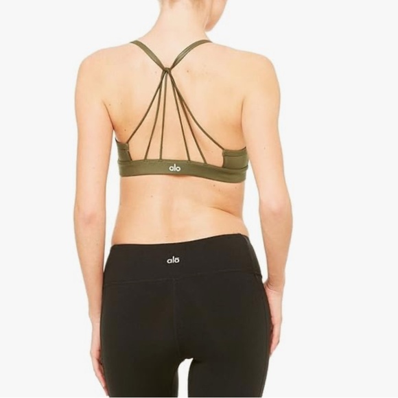 ALO Yoga Other - Alo Sunny Strappy Mist Glossy Green Lattice string Back Sports BRA size - small